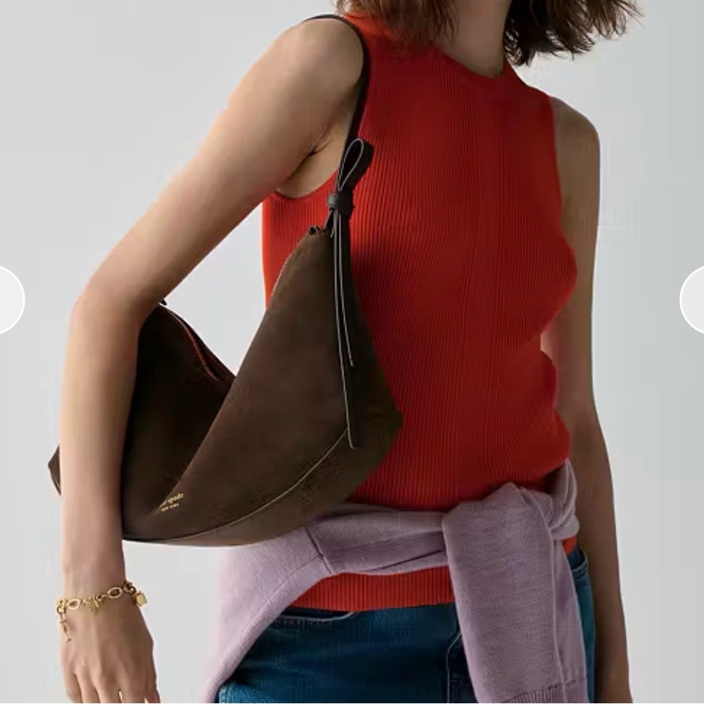 Kate Spade Large Loop Shoulder Bag Brown Suede Hot Chocolate - Picture 2 of 9